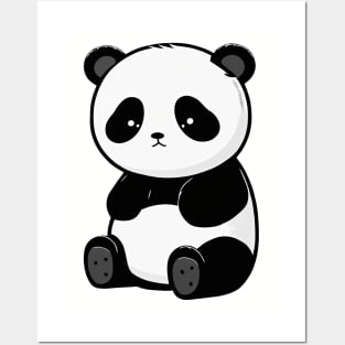 Sad Panda - Black and White - Cute Animal Posters and Art